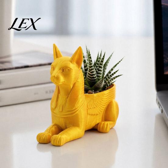 3D Printed Cat Sculpture Egyptian Statue, Bastet Figurine with Storage, Office Desk Storage Container Mythical Creature Organizer for Home Office,