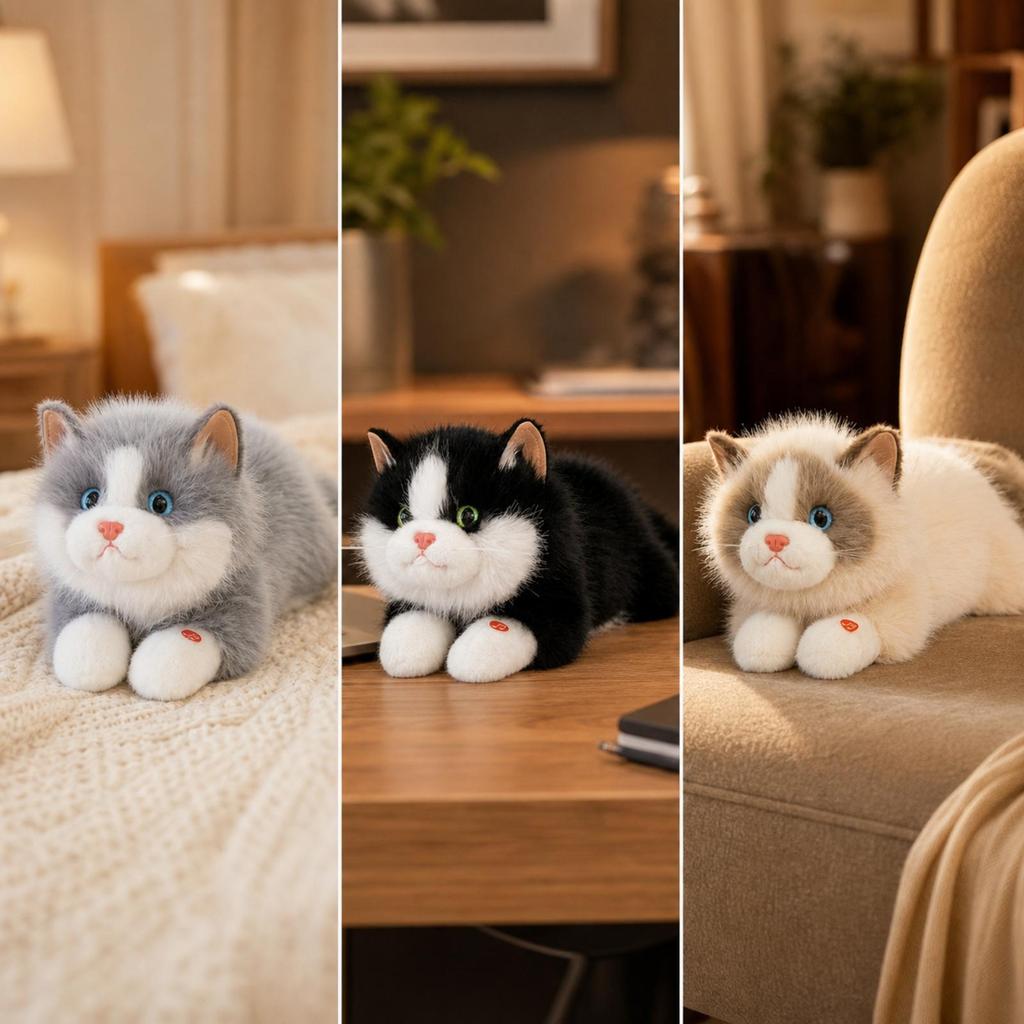 Stuffed Cat Deluxe Lifelike for Playroom, Kids
