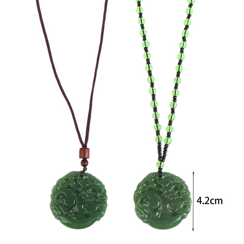 Классический зеленый кулон нефритовое ожерелье модные украшения с подвесками резное благословение амулет на удачу подарки