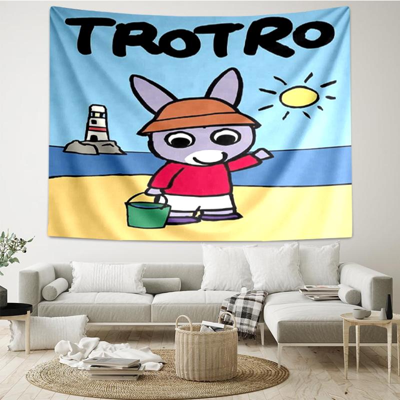 Trotro Print Tapestry, Backdrop, Easy Setup, Ideal for Bedroom, Office & Living Room, with Aesthetic Wall Hanging Decor.