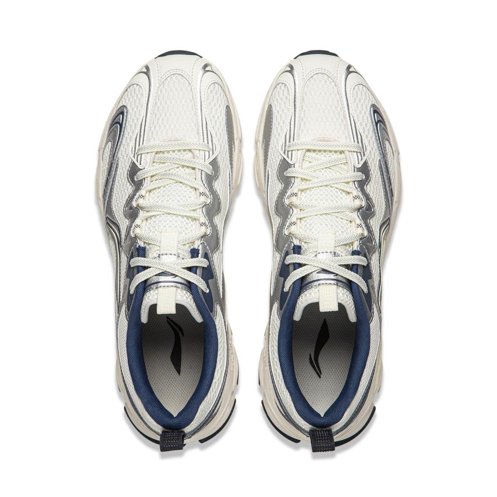 Li Ning Амортизирующие износостойкие дышащие низкие беговые кроссовки мужские цвет слоновой кости ARXW023-1
