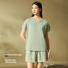 [Cooing Ice Porceain Cotton] and Anti-Mite Homewear Set Spring Summer Short Seeve and Mid-ength Pants for