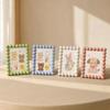 Macaron Colors Picture Frame Round Bead Plastic Photo Frame Stand  Home Office Bedroom