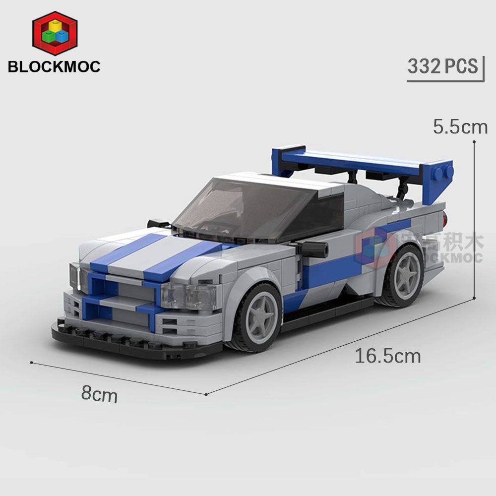 MOC Блоки JDM Быстрый и Яростный Skylinec Gtr R34 S14 350Z R32 GT-R 240z Initial D Гоночный Спортивный Автомобиль Speed Racer Блоки Игрушки Мальчики