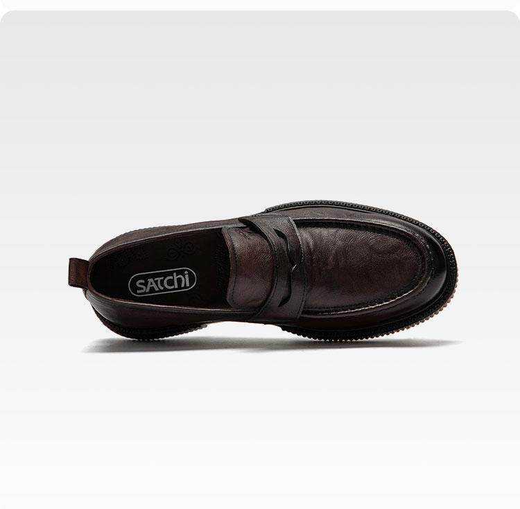 [Top layer cowhide] One foot loafers Cool and stylish thick soled casual leather shoes Business commuting men's shoes