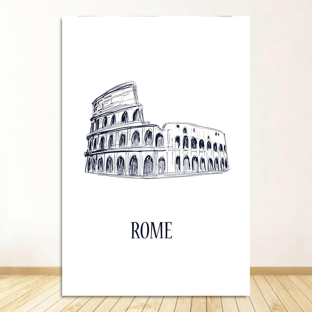 Черно-белый дорожный постер Ретро принт городского пейзажа Картина на холсте Скандинавское настенное искусство Домашний декор