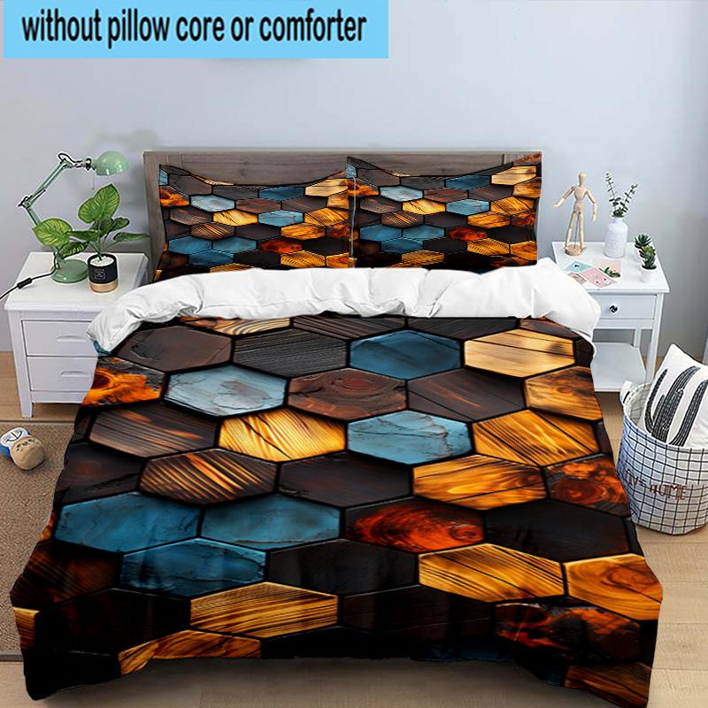 Abstract Puzzle Pattern 3pcs Bedding,Including 1pc Duvet Cover And 2pcs Pillowcases Perfect for Christmas,Ideal for Bedroom, Dormitory