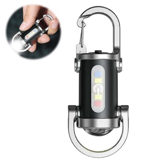 Мини-фонарик 5 режимов освещения Двойной источник света Водонепроницаемый перезаряжаемый брелок-фонарик Кемпинговый светодиодный фонарик