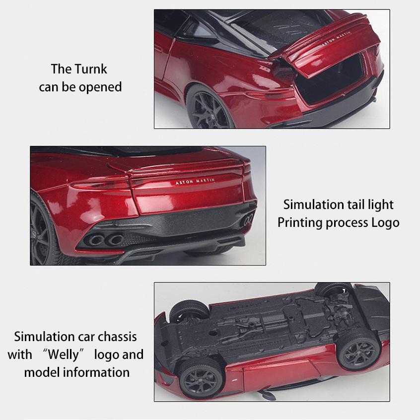 Масштаб 1/24 WELLY Aston Martin DBS Superleggera, модель автомобиля из сплава, литье под давлением, металлические игрушечные транспортные средства, модель автомобиля, коллекция высокой имитации, детские подарки