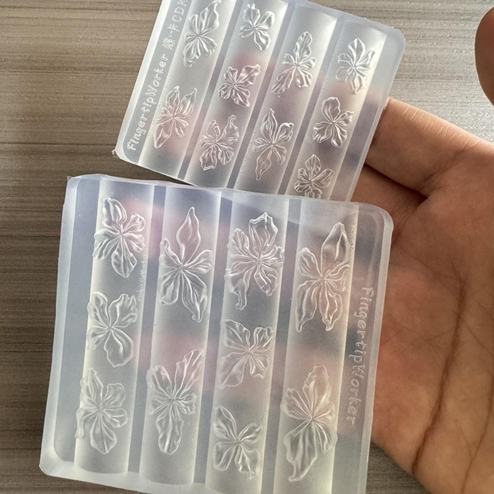 Ice Flower Nail Art Carving Template Transparent 3D Relief Nail Mold Press on Nail