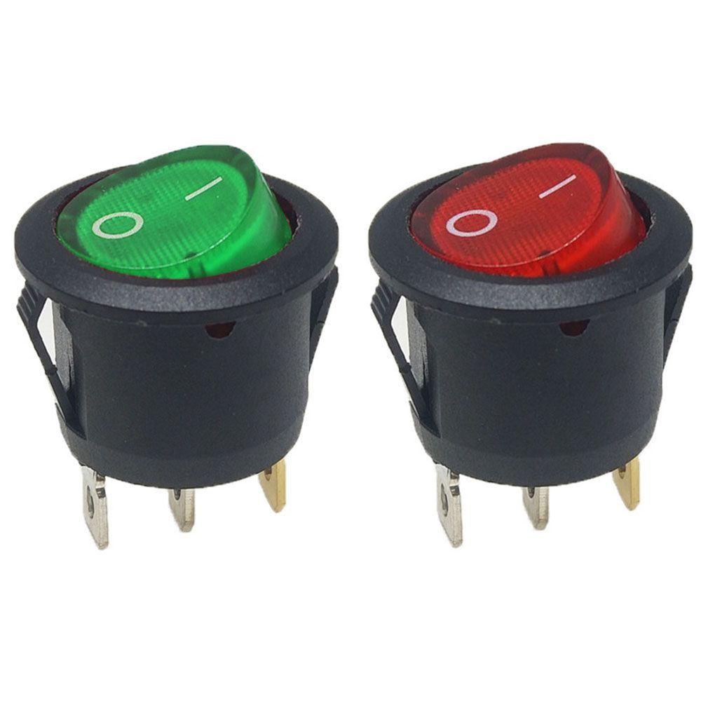 10PCS Mini 3 Pin 2 Position With Light Rocker Switch KCD1-105 Power Switch