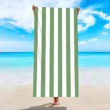 1pc Minimally Striped Beach Towel, Ultra-fine Fiber Quick Drying Absorbent Towel, Beach Swimming Vacation Beach Towel