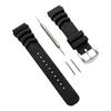 JMW TOKYO Men's Diver Solar Model Watch Strap, 22mm Lug Width, Urethane Band, Replacement Strap, Black, Silver Buckle, Tools, Spring Bars, Box