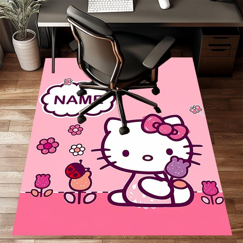 Custom HelloKitty Mat Personalized Name, Polyester Washable Indoor Entryway Rug, Gift for Christmas, Easter, Thanksgiving Day