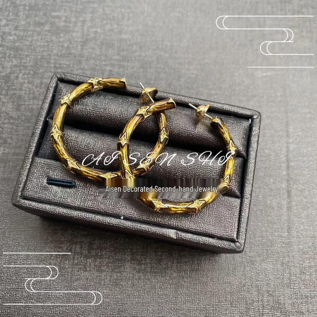 Винтажные клипсы-серьги-кольца из бамбука: Ретро, Сладкий, Острый Стиль