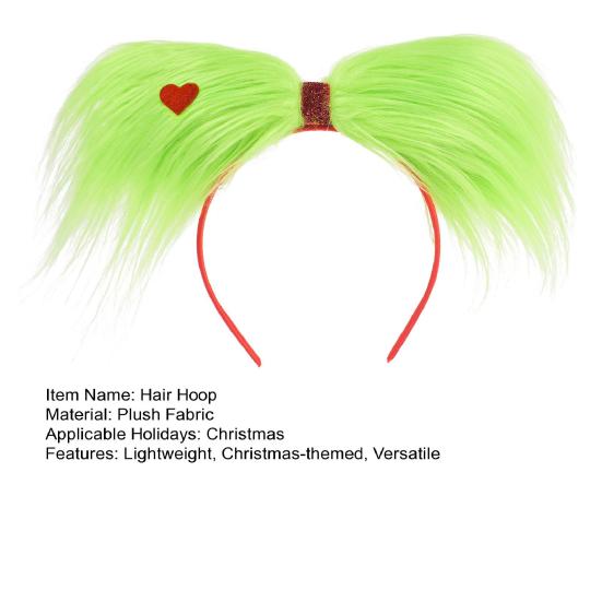 Рождественский ободок для волос с зеленым пушком, легкий праздничный ободок, универсальный аксессуар для волос для косплея