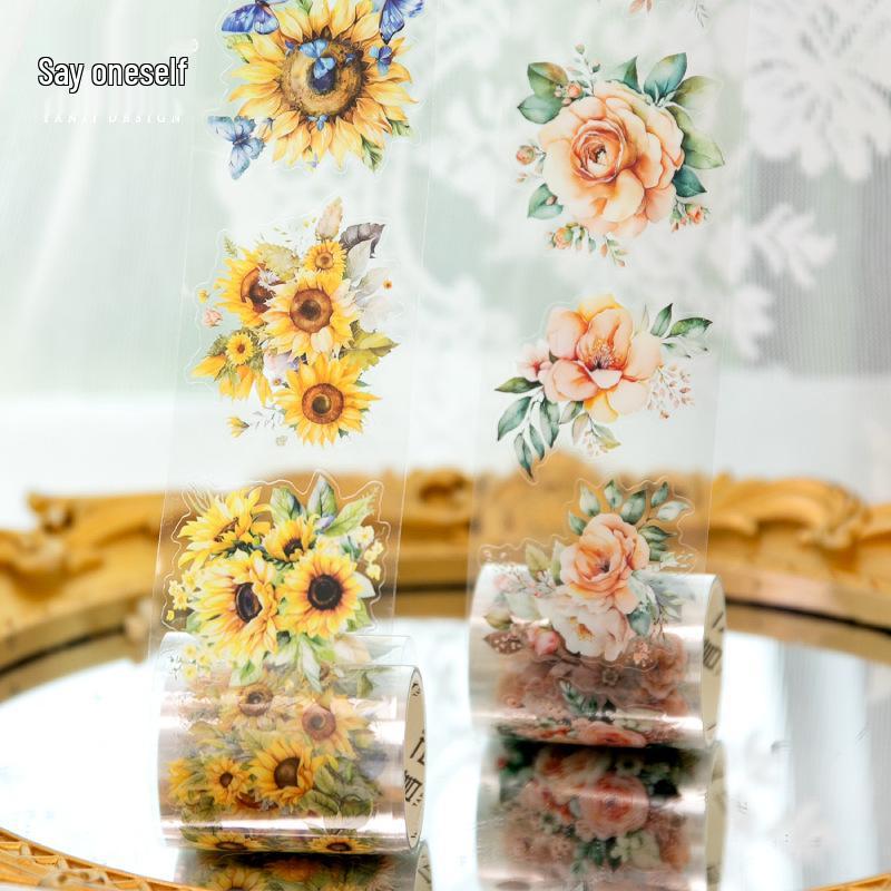 ПЭТ-лента «Сезон цветения Янь Цзи»: 8 наклеек для DIY-сцен с цветочной тематикой
