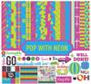 Pop With Neon Collection Double,Sided Scrapbook Paper Kit Cardstock 12"x12" -16 Pages