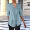 Long Sleeve Linen Shirts For Women Button Down Loose Solid Color Blouse Lightweight Casual Lapel Tunic Tops
