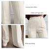 Women Wide Legs Pants Elastic High Waist Overlap Stitch Pure Color Casual Pants for Daily Wear
