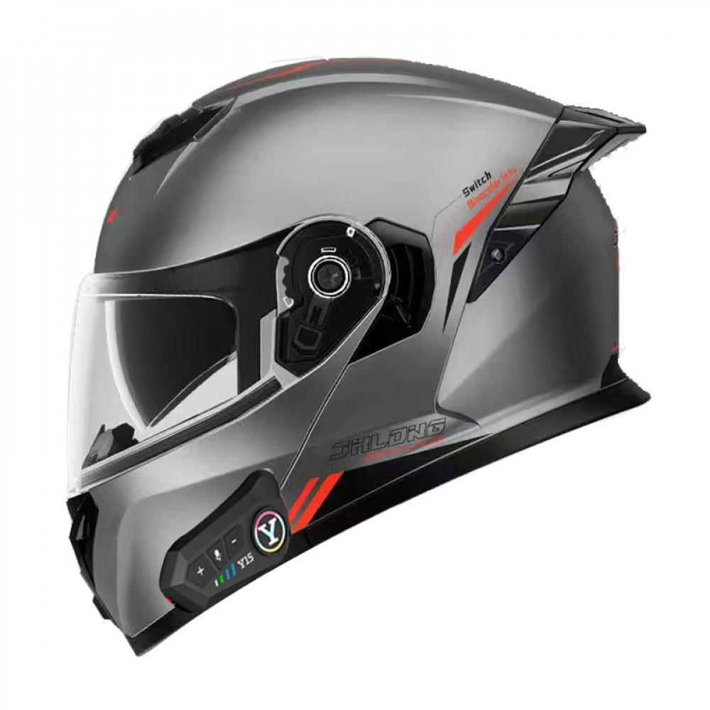 built in bluetooth modular flip up motorcycle helmet waterproof long battery all season safety helmet for delivery riders commuter use