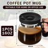 Heat Resistant Glass Coffee Mug 16 Oz with Travel Lid and Straw Leak Resistant and for Coffee Tea and Cold Drinks