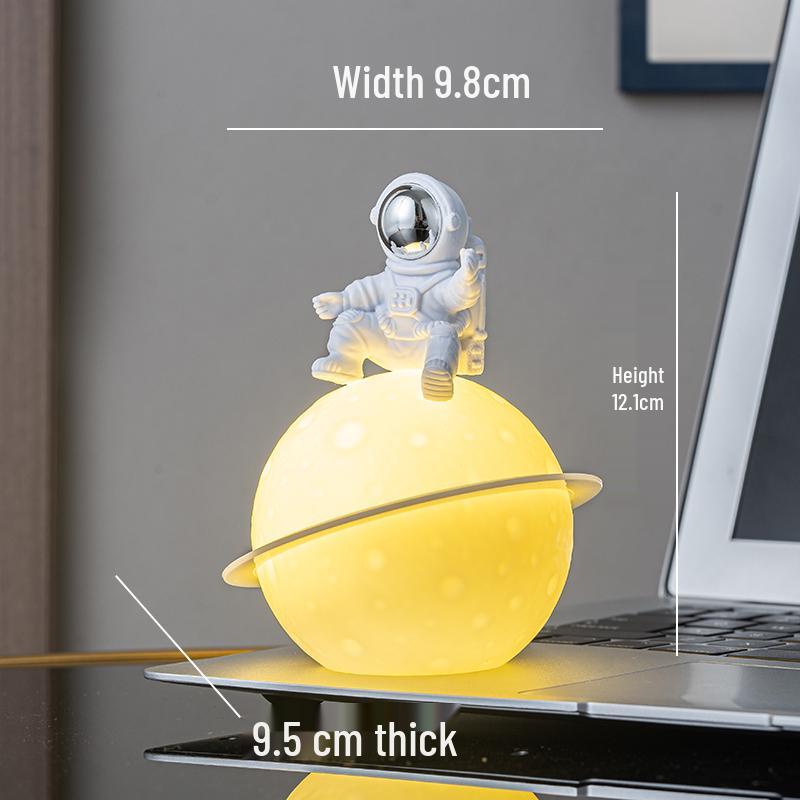 Ночник Космонавт Планета: Светящееся лунное украшение для декора спальни, в качестве подарка или сувенира, с шелковым цветком.