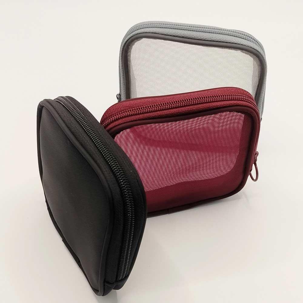 Zipper Design Mesh Storage Bag Mesh Lipstick Cosmetic Pouch Simple Data Cable Storage Bag