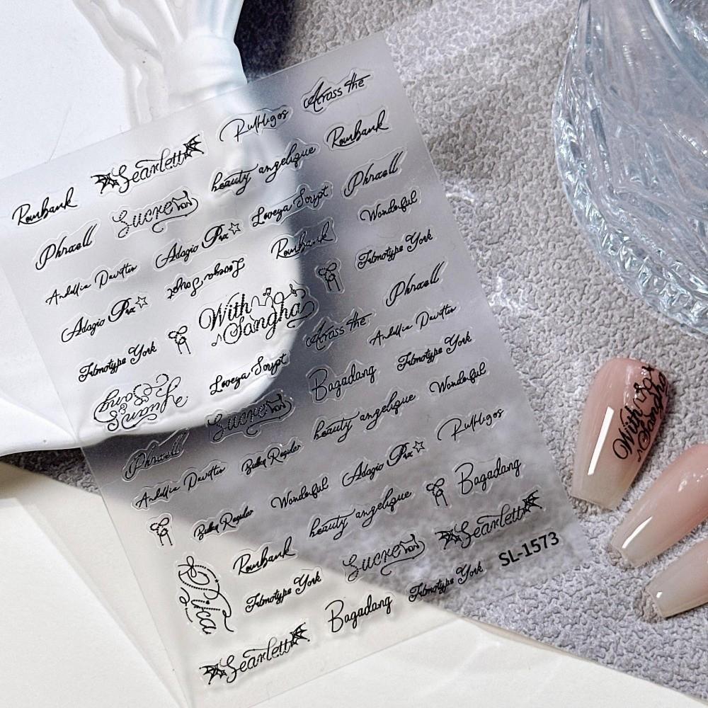 Artistic Font Nail Art Stickers Black White Manicure Decals New Nail Decoration Manicure Tool