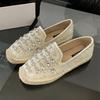 Модные высококачественные плетеные балетки ручной работы для женщин, роскошная отделка стразами, дизайнерская обувь, удобная, нескользящая, повседневная обувь