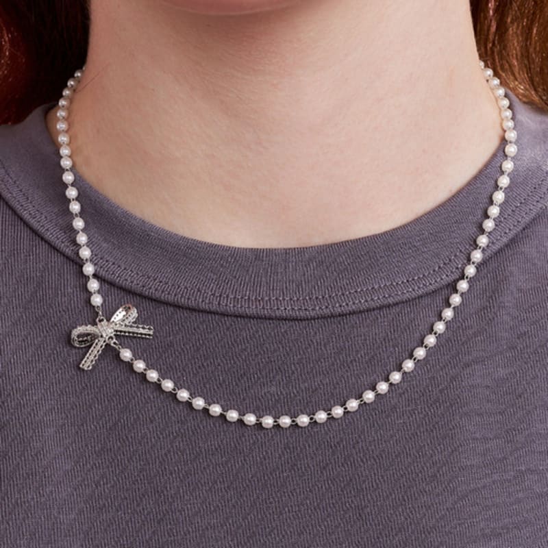 ENGBROX audrey ribbon pearl necklace