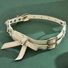 Белый двухслойный кожаный чокер с бантом для женщин - Сладкое и крутое ожерелье