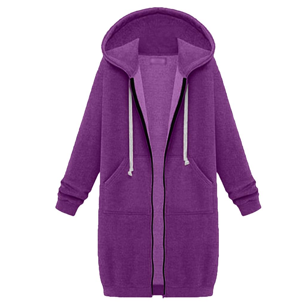 Женский свитшот удлиненный свободный с длинными рукавами и капюшоном с карманами