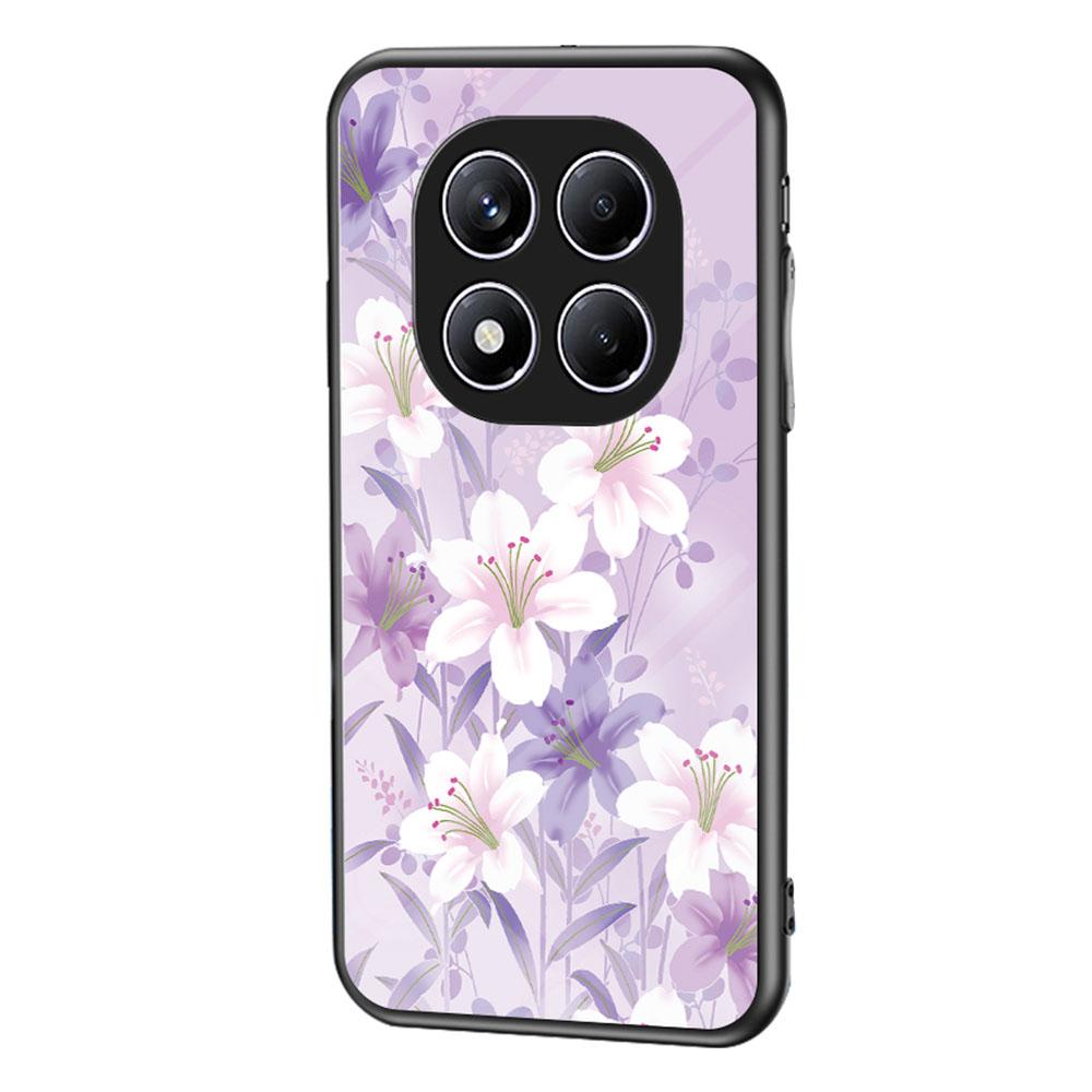 Для Xiaomi Redmi Note 14 Pro 4G Чехол Цветочный узор ТПУ+Закаленное стекло Защитная накладка для телефона