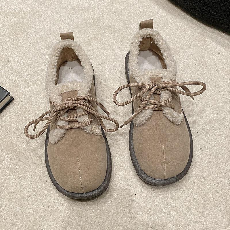 Модные повседневные женские туфли из хлопка с мягкой подошвой, дизайнерские зимние теплые туфли корейского дизайнера для женщин