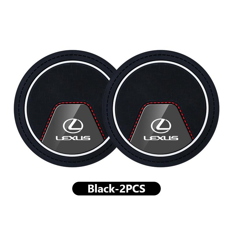 YOM1 2pcs Silicone Car Coasters Water Cup Slots Non-Slip Mat Drink Pads For Lexus RX350 IS250 CT200h ES250 ES300h NX300h IS200 GS300