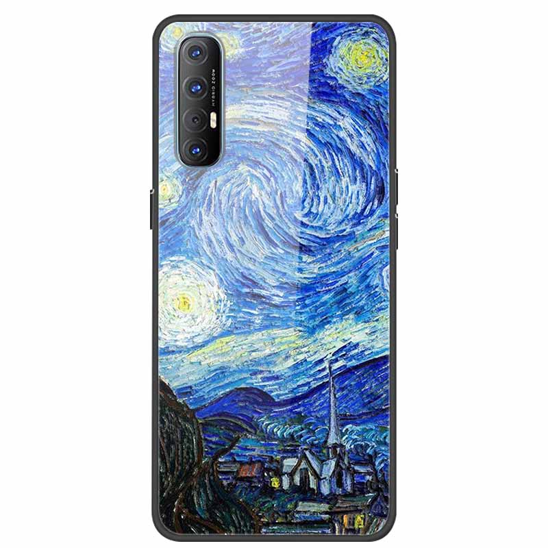 Tempered Glass Case For Oppo Reno 3 Pro 5G Case 6.5" Hard Phone Back Cover Soft Bumper For Oppo Reno3 Pro Case Funda Para PCRM00