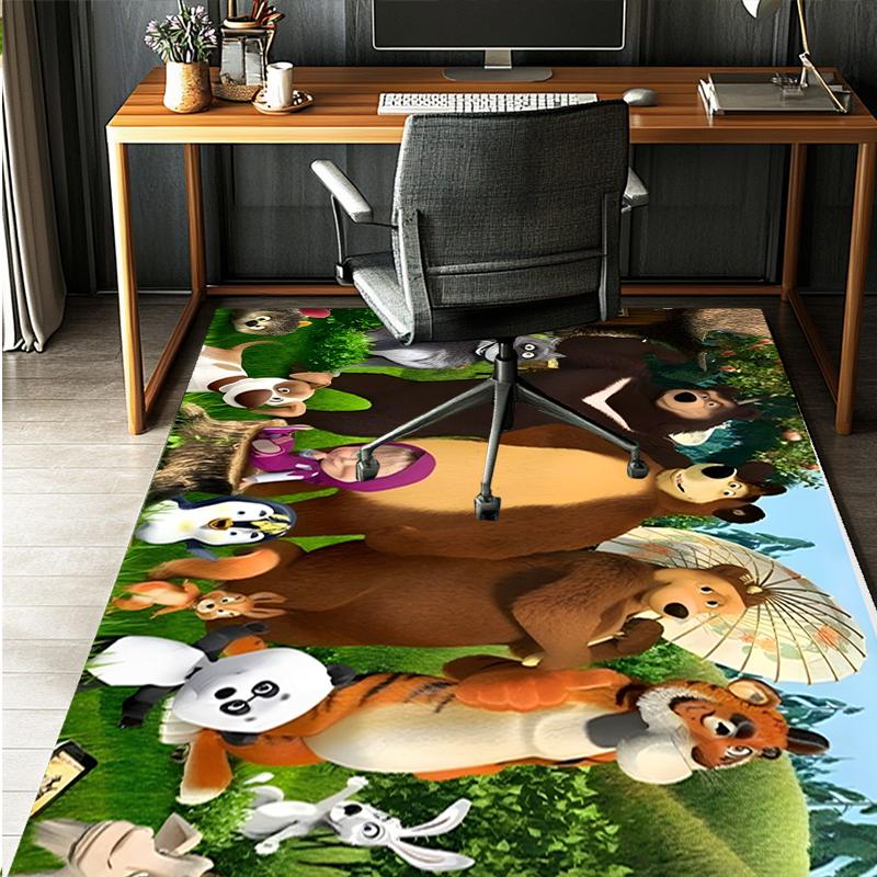 Masha and The Bear Pattern Rug, Indoor/Outdoor Mat, for Picnic, Gameroom, Bedroom, Office, Living Room, Home Decor Carpet, Birthday Gift