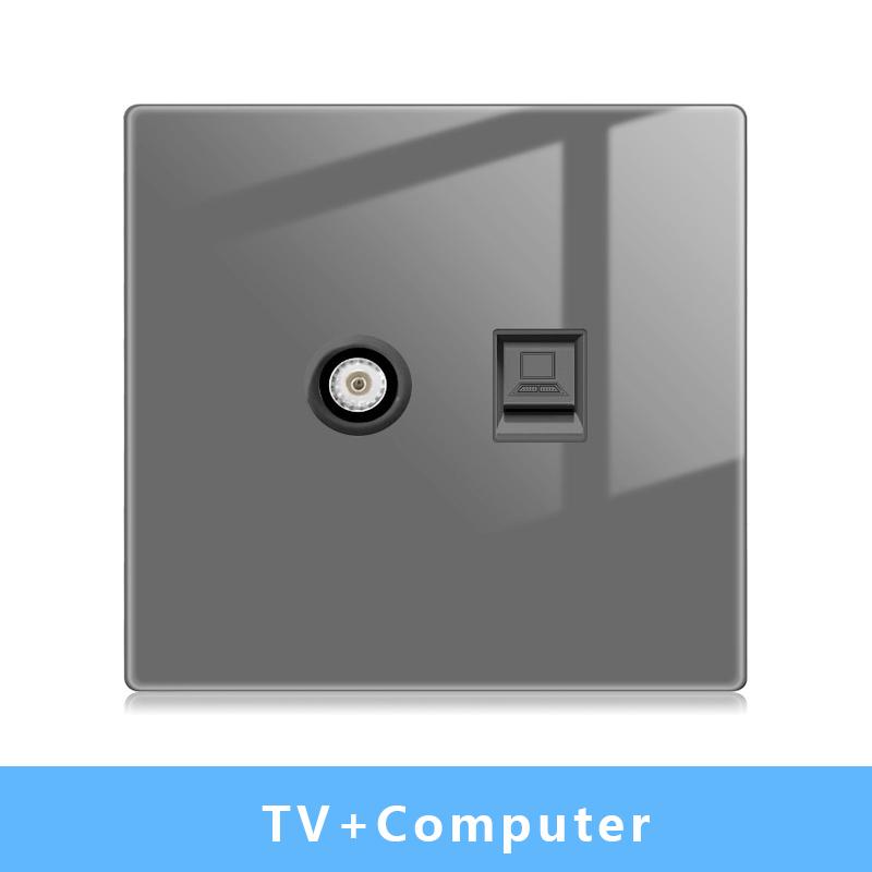 Настенный выключатель света Панель светодиодных индикаторов UK EU FR Универсальная электрическая розетка USB Фортепианные клавиши Самовосстанавливающиеся настенные выключатели Телевизор Компьютер