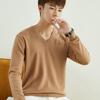 Осень и Зима V-образный вырез Круглый вырез Мужской Вязаный Свитер Простой Ветер Дикий Цвет Однотонный Пуловер Свитер Базовый Деловой Свитер