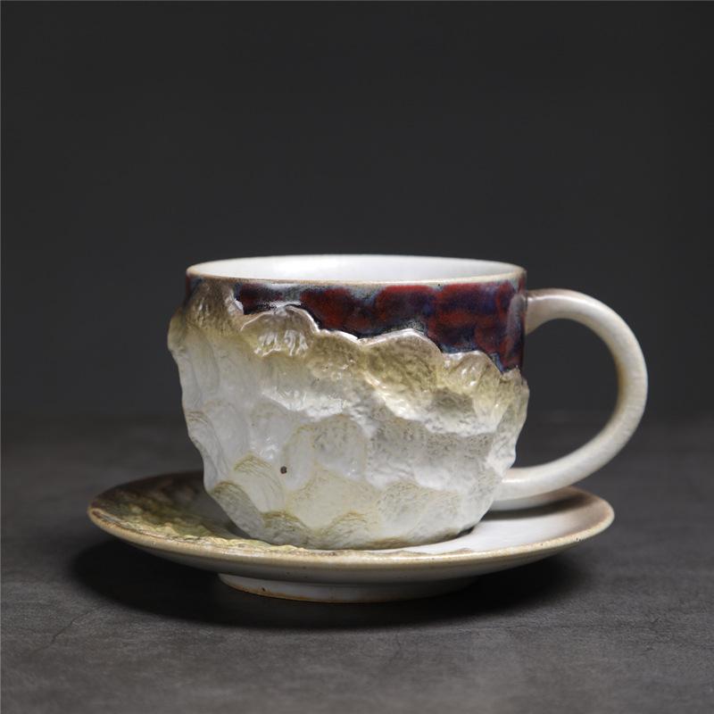 Креативный набор кофейной чашки и блюдца в стиле ретро, с эффектом печного обжига, для послеобеденного чая, чашка для латте, бытовая чашка малой вместимости