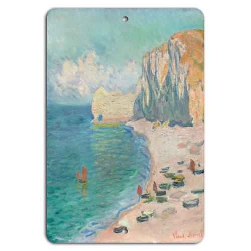 Monets Seaside Escape Serene Cliffs and ShoreAluminumtin sign