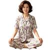 High-end light luxury fashion flower middle-aged mother generation imitation cotton pajamas loose large size short sleeve two-piece set
