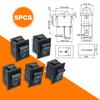 5PCS Black Push Button Mini Switch 6A-10A 250V KCD1-101 2Pin Snap-in On/Off Rocker Switch 21*15MM