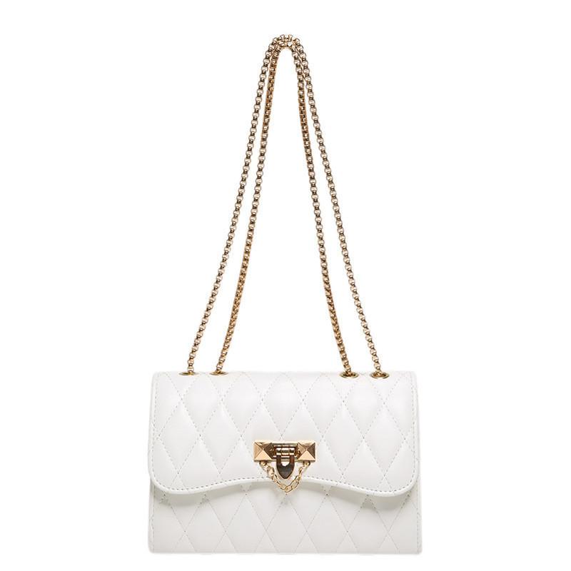 Urban Chic Pu Quilted Lock Buckle Shoulder Bag For Women In Black Beige Pink