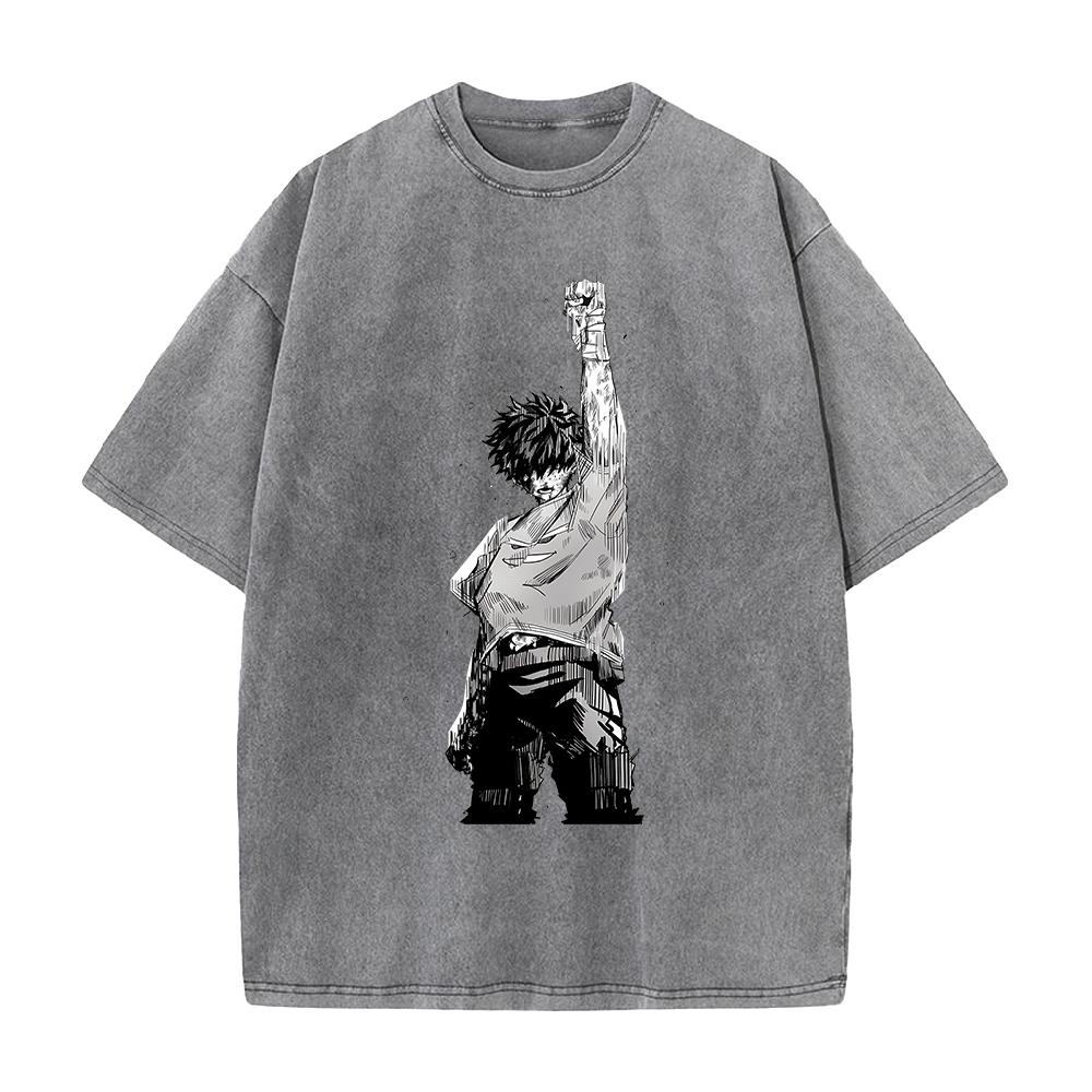 Anime My Hero Academia Midoriya Izuku Graphic T Shirt Men Women Clothing Oversized Tshirt Washed Cotton Tee Harajuku Tshirt