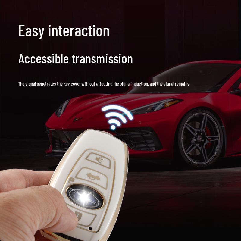 Чехол для ключа Subaru Forester 2019 - Подходит для Outback, Legacy, Ключ-пульта, Полная защита с золотой окантовкой