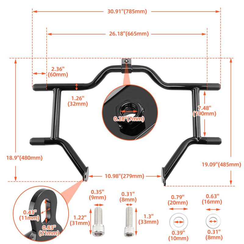Передняя защита двигателя мотоцикла Для Harley Touring Street Glide Road King Electra Glide 97-08 Дуга безопасности Защита шоссе Черный