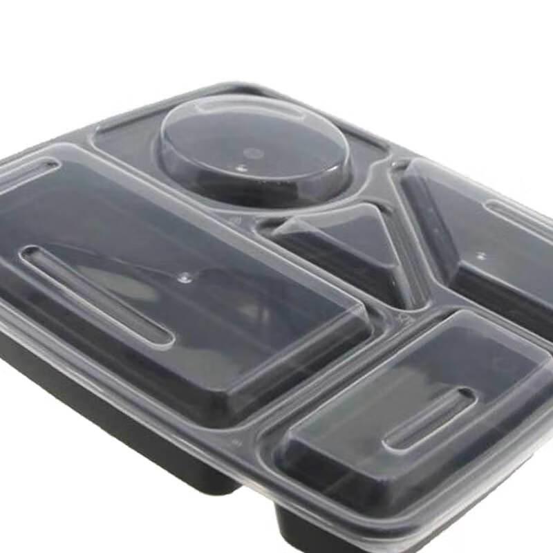 Shuhu Disposable 5-Compartment Black Meal Prep Container