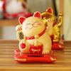 Solar Powered Maneki Neko Lucky Cat Welcoming Chinese Lucky Cat Waving Hand Beckoning Fortune Cat Figurines For Home Decor